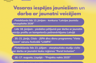 Vasaras iespējas jauniešiem un darba ar jaunatni veicējiem