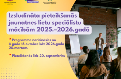 Izsludināta pieteikšanās jaunatnes lietu speciālistu mācībām 2025.–2026.gadā