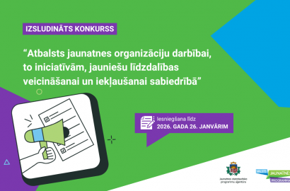Izsludināts projektu konkurss jaunatnes organizācijām