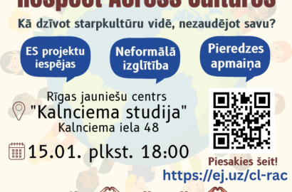 Aicinām jauniešus pieteikties pasākumam “Culture Lab: Respect Across Cultures”