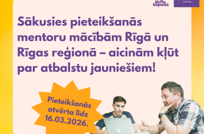 Sākusies pieteikšanās mentoru mācībām Rīgā un Rīgas reģionā – aicinām kļūt par atbalstu jauniešiem