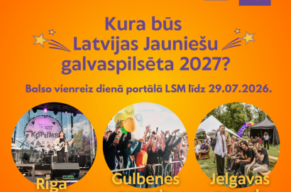 Sākas desmit dienu publiskā balsošana par Latvijas Jauniešu galvaspilsētu 2027 